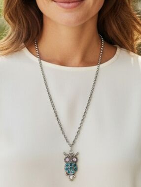 "Hootie the Owl" Necklace Turquoise